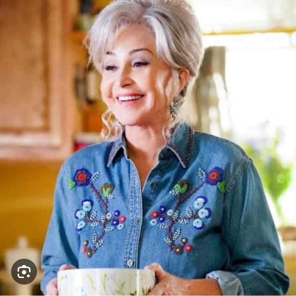 Petite Sophisticate Blue Embroidered Blouse - Picture 10 of 10